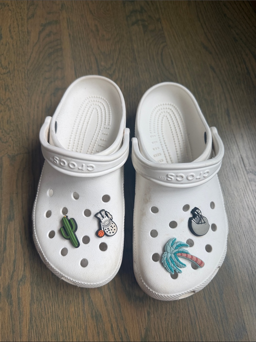 CROCS Kids White Classic Clogs with Jibbitz Charms